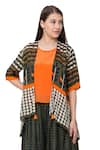 Shop_So Us By Sougatpaul_Green Muslin Slub Round Printed Jacket And Palazzo Set  _Online_at_Aza_Fashions