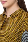 SO US by Sougatpaul_Yellow Muslin Slub Shirt Collar Printed Kurta And Palazzo Set  _at_Aza_Fashions