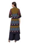Shop_So US By Sougatpaul_Black Muslin Slub V Neck Printed Kurta And Palazzo Set  _at_Aza_Fashions