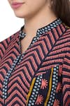 So US By Sougatpaul_Black Muslin Slub V Neck Printed Kurta And Palazzo Set  _at_Aza_Fashions