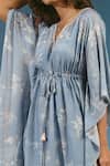 Chokhi Chorri_Blue Mulberry Silk V Neck Printed Kaftan _Online_at_Aza_Fashions