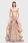 Buy_Gaurav Gupta_Beige Silk Georgette Embellished Lehenga Set_at_Aza_Fashions