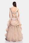 Shop_Gaurav Gupta_Beige Silk Georgette Embellished Lehenga Set_at_Aza_Fashions