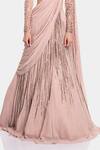 Gaurav Gupta_Pink Silk Georgette Draped Blouse And Lehenga Set_at_Aza_Fashions