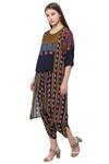 Buy_So Us By Sougatpaul_Blue Muslin Slub Boat Printed Jacket And Dhoti Pant Set  _Online_at_Aza_Fashions