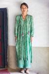 Buy_Myoho_Green Silk Printed Kurta_at_Aza_Fashions
