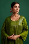 Apeksha Jain Label Green Kurta Silk Satin Embroidered Sequin Round Work Pant Set Online at Aza Fashions Apeksha Jain Label_Green Kurta Silk Satin Embroidered Sequin Round Work Pant Set _Online_at_Aza_Fashions