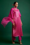 Buy Apeksha Jain Label Pink Kurta Silk Satin Embroidered Sequin Round Work Pant Set at Aza Fashions Buy_Apeksha Jain Label_Pink Kurta Silk Satin Embroidered Sequin Round Work Pant Set _at_Aza_Fashions