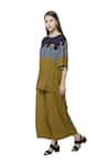 Buy_So Us By Sougatpaul_Black Muslin Slub Boat Printed Kurta And Palazzo Set  _Online_at_Aza_Fashions