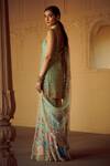 Shop_Seema Gujral_Green Net Embroidered Kurta Set_at_Aza_Fashions