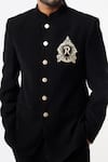 Nero by Shaifali and Satya_Black Suiting Fabric Embroidered Jodhpuri And Pant Set_Online_at_Aza_Fashions