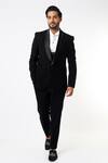 Buy_Nero By Shaifali And Satya_Black Suiting Fabric Satin Lapel Tuxedo Pant Set_at_Aza_Fashions