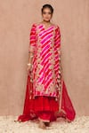 Buy_Surbhi shah_Red Cotton Leheriya Print Kurta Pant Set_at_Aza_Fashions