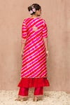 Shop_Surbhi shah_Red Cotton Leheriya Print Kurta Pant Set_at_Aza_Fashions