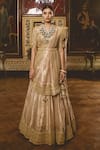 Shop_Surbhi Shah_Gold Tissue Embroidered Gota Zardozi Bridal Lehenga Set _at_Aza_Fashions