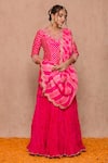 Buy_Surbhi shah_Pink Cotton Bandhej Print Kurta Lehenga Set_at_Aza_Fashions