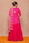 Surbhi shah_Pink Cotton Bandhej Print Kurta Lehenga Set_Online_at_Aza_Fashions