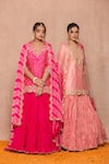 Buy_Surbhi shah_Pink Cotton Bandhej Print Kurta Lehenga Set_Online_at_Aza_Fashions