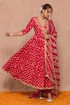 Buy_Surbhi shah_Pink Cotton Bandhej Print Angrakha Anarkali Set_Online_at_Aza_Fashions