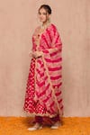 Shop_Surbhi shah_Pink Cotton Bandhej Print Angrakha Anarkali Set_Online_at_Aza_Fashions
