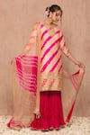 Buy_Surbhi shah_Pink Cotton Leheriya Print Kurta Sharara Set_at_Aza_Fashions