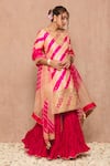 Buy_Surbhi shah_Pink Cotton Leheriya Print Kurta Sharara Set_Online_at_Aza_Fashions