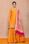 Buy_Surbhi shah_Yellow Pure Cotton Silk Kurta Sharara Set_at_Aza_Fashions