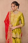 Surbhi shah_Green Cotton Silk Kurta Sharara Set_at_Aza_Fashions
