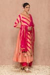 Surbhi shah_Pink Cotton Leheriya Print Kurta Pant Set_Online_at_Aza_Fashions
