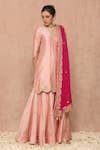 Surbhi shah_Pink Cotton Silk Kurta Sharara Set_Online_at_Aza_Fashions
