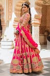 Surbhi shah_Pink Silk Patch Embroidered Lehenga Set_Online_at_Aza_Fashions