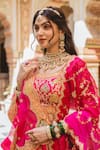 Surbhi shah_Pink Silk Patch Embroidered Lehenga Set_at_Aza_Fashions