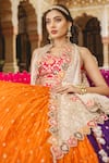 Shop_Surbhi shah_Silver Chanderi Crushed Lehenga Set With Cape_Online_at_Aza_Fashions