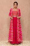 Buy_Surbhi shah_Pink Cotton Leheriya Jacket Lehenga Set_at_Aza_Fashions