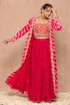 Buy_Surbhi shah_Pink Cotton Leheriya Jacket Lehenga Set_Online_at_Aza_Fashions