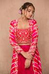Shop_Surbhi shah_Pink Cotton Leheriya Jacket Lehenga Set_Online_at_Aza_Fashions