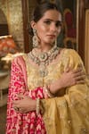 Surbhi shah_Yellow Georgette Lucknowi Embroidered Lehenga Set_at_Aza_Fashions