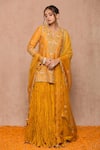 Buy_Surbhi shah_Yellow Cotton Bandhej Kurta Lehenga Set_at_Aza_Fashions