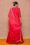 Surbhi shah_Red Cotton Bandhej Kurta Lehenga Set_Online_at_Aza_Fashions