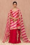 Buy_Surbhi shah_Pink Cotton Leheriya Kurta Sharara Set_at_Aza_Fashions