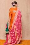 Shop_Surbhi shah_Orange Cotton Embroidered Gota Work Round Floral Kurta Sharara Set For Women_at_Aza_Fashions