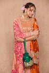 Surbhi shah_Orange Cotton Embroidered Gota Work Round Floral Kurta Sharara Set For Women_at_Aza_Fashions