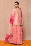 Buy_Surbhi shah_Peach Cotton Bandhej Kurta Lehenga Set_Online_at_Aza_Fashions