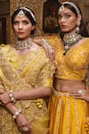 Shop_Surbhi Shah_Yellow Organza Embroidered Floral Motifs V Ombre Saree With Blouse  _Online_at_Aza_Fashions