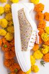 Buy_The Saree Sneakers_Grey Embellished Patchwork Checkered Sneakers _Online_at_Aza_Fashions