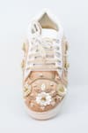 Shop_The Saree Sneakers_Beige Embellished Floral Sneakers _at_Aza_Fashions