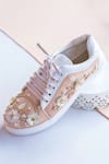 Shop_The Saree Sneakers_Beige Embellished Floral Sneakers _Online_at_Aza_Fashions