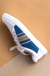 Buy_The Saree Sneakers_Blue Faux Leather Patchwork Gota Sneakers_Online_at_Aza_Fashions
