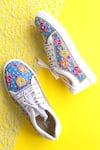 Buy_The Saree Sneakers_Blue Embellished Floral Sneakers _at_Aza_Fashions