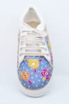 Shop_The Saree Sneakers_Blue Embellished Floral Sneakers _at_Aza_Fashions